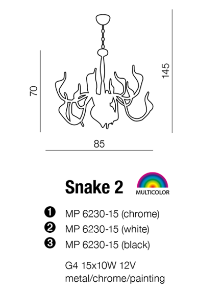 Snake 2 MP 6230-15 Chrome Lampa Wisząca AZZARDO